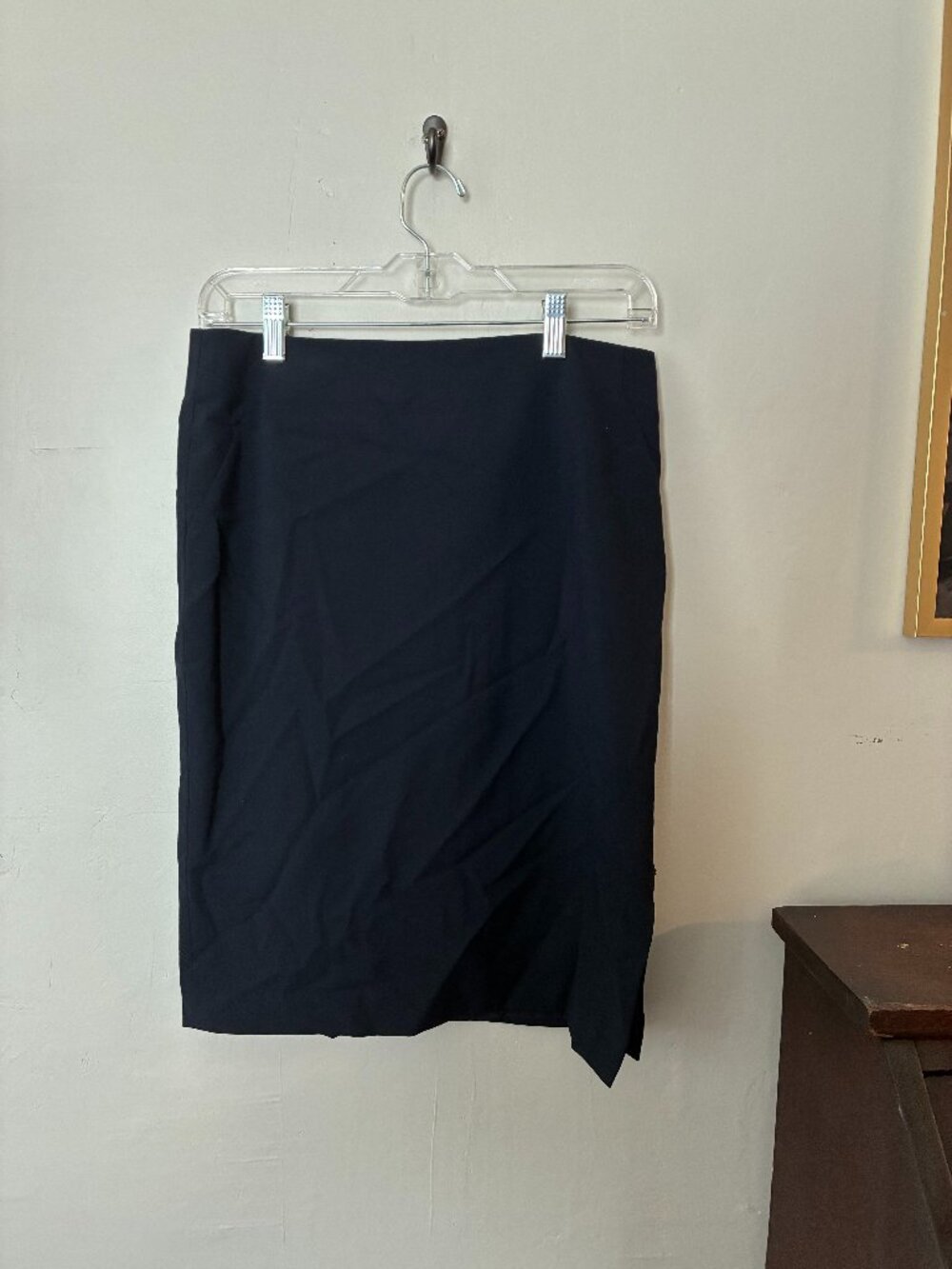 Navy Ann Taylor Work Skirt with Small Slit